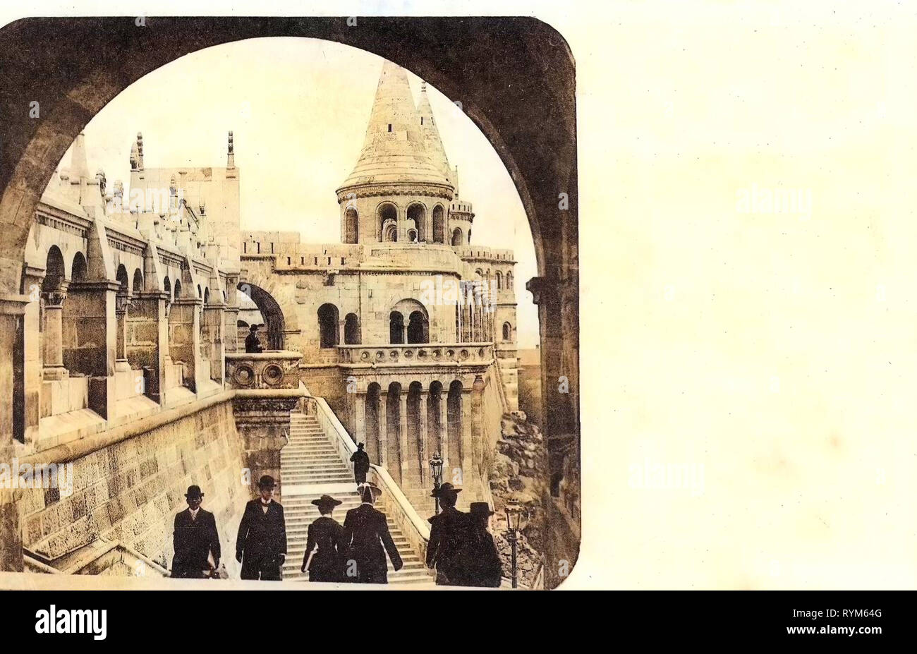 Fisherman's Bastion (historische Aufnahmen), außen Treppen in Ungarn, 1903, Budapest, Matias Stiege Stockfoto