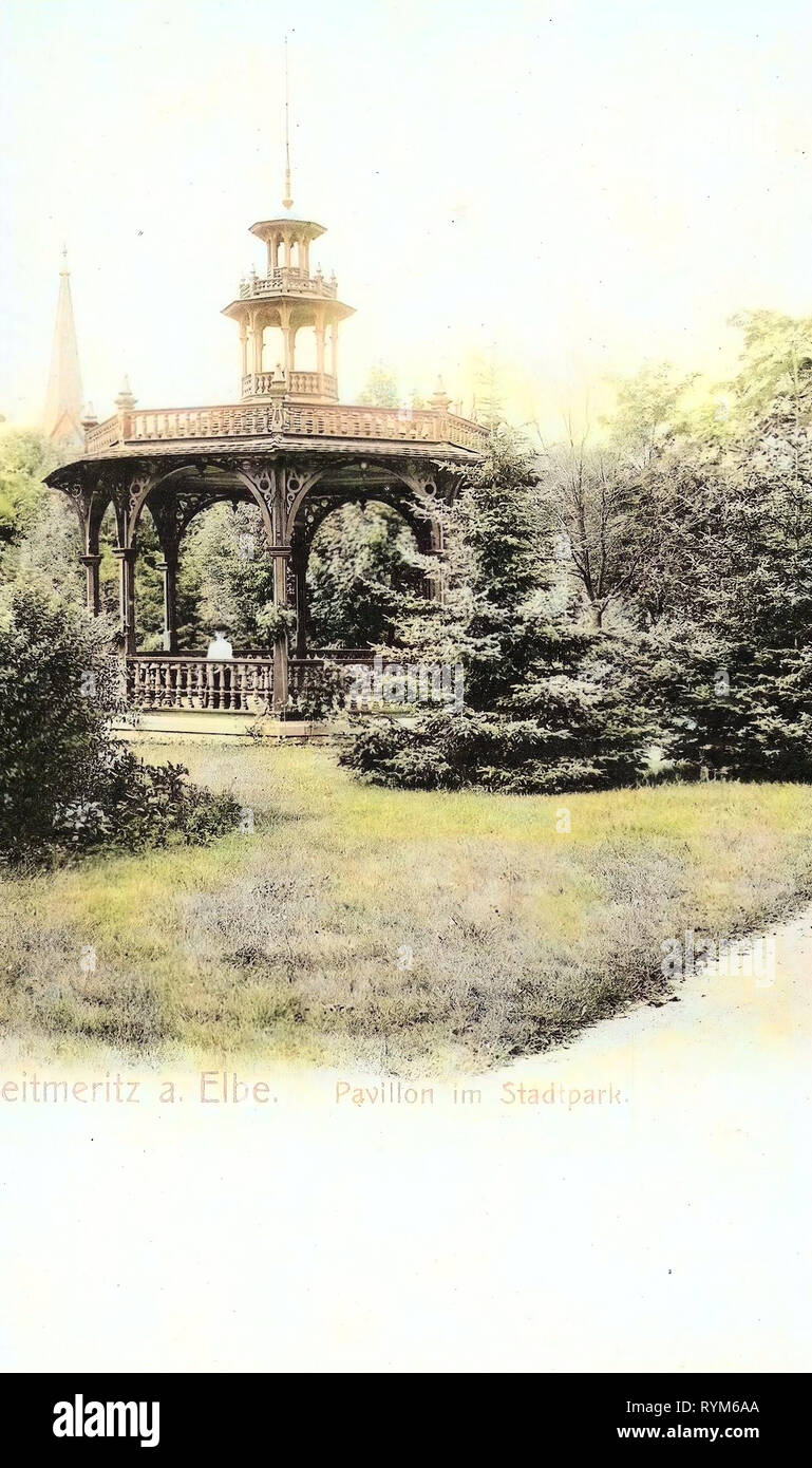 Pavillons in der Tschechischen Republik, Gärten und Parks in Litoměřice, Kirchen in Litoměřice, 1903, Aussig, nach Leitmeritz, Pavillon im Stadtpark Stockfoto