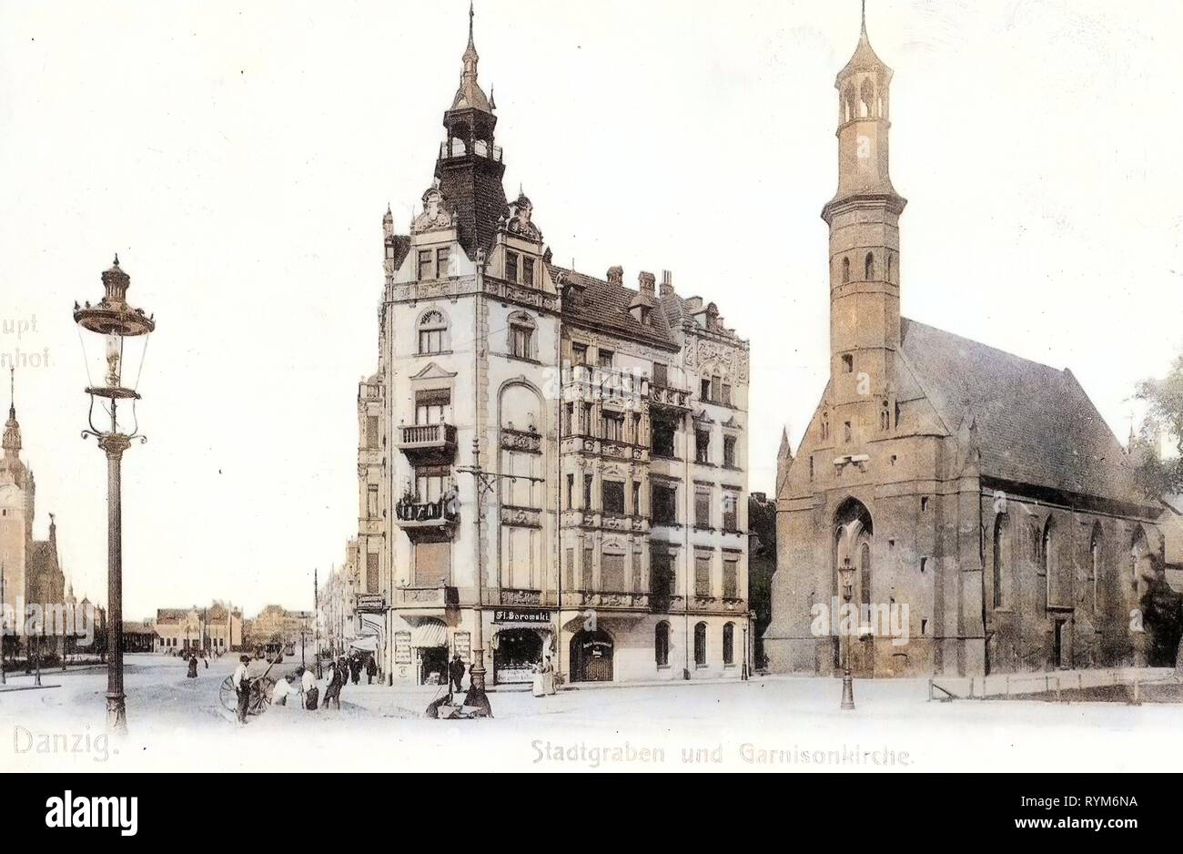 Die heilige Elisabeth von Ungarn Kirche in Danzig 1903, Woiwodschaft Pommern, Danzig, Stadtgraben und Garnisonkirche Stockfoto