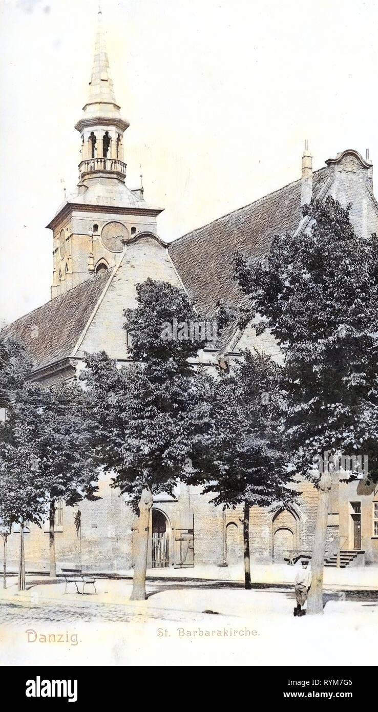 St. Barbara Kirche in Danzig 1903, Woiwodschaft Pommern, Danzig, St. Barbarakirche Stockfoto