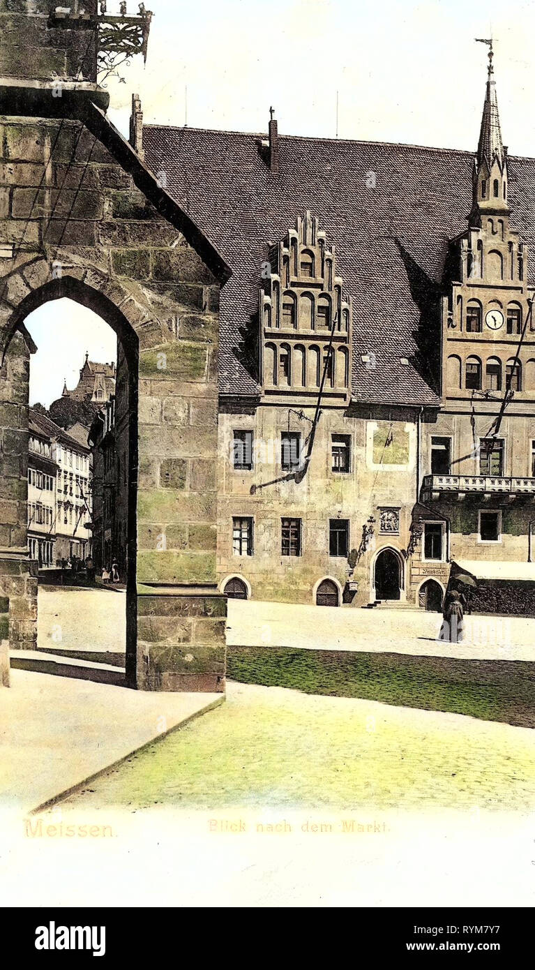 Rathäuser im Landkreis Meißen, 1903, Meißen, Markt, Deutschland Stockfoto