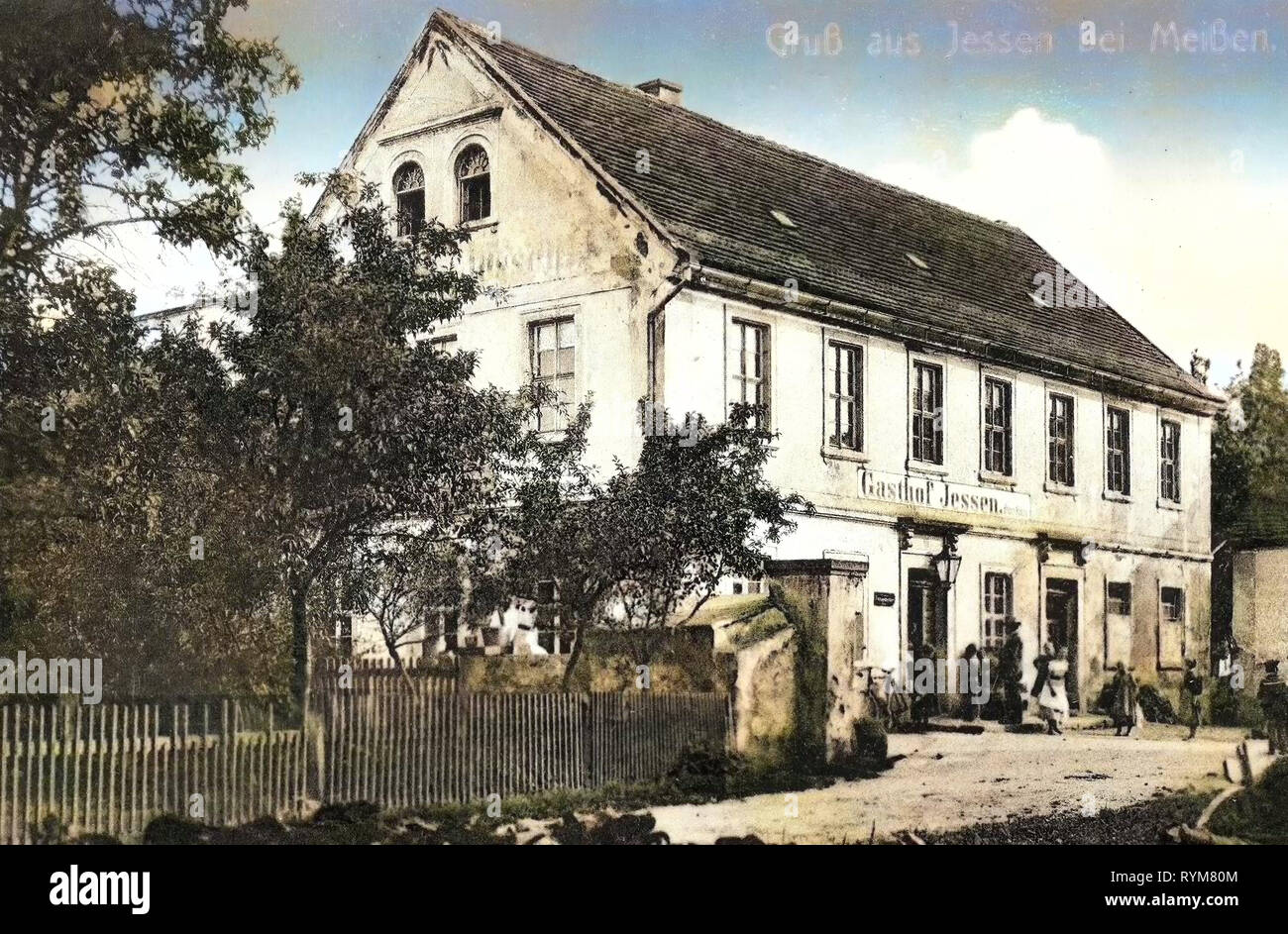 Restaurants im Landkreis Meißen, Jessen (Niederau), 1903, Landkreis Meißen, Jessen, Gasthof, Jessen bei Meißen, Deutschland Stockfoto