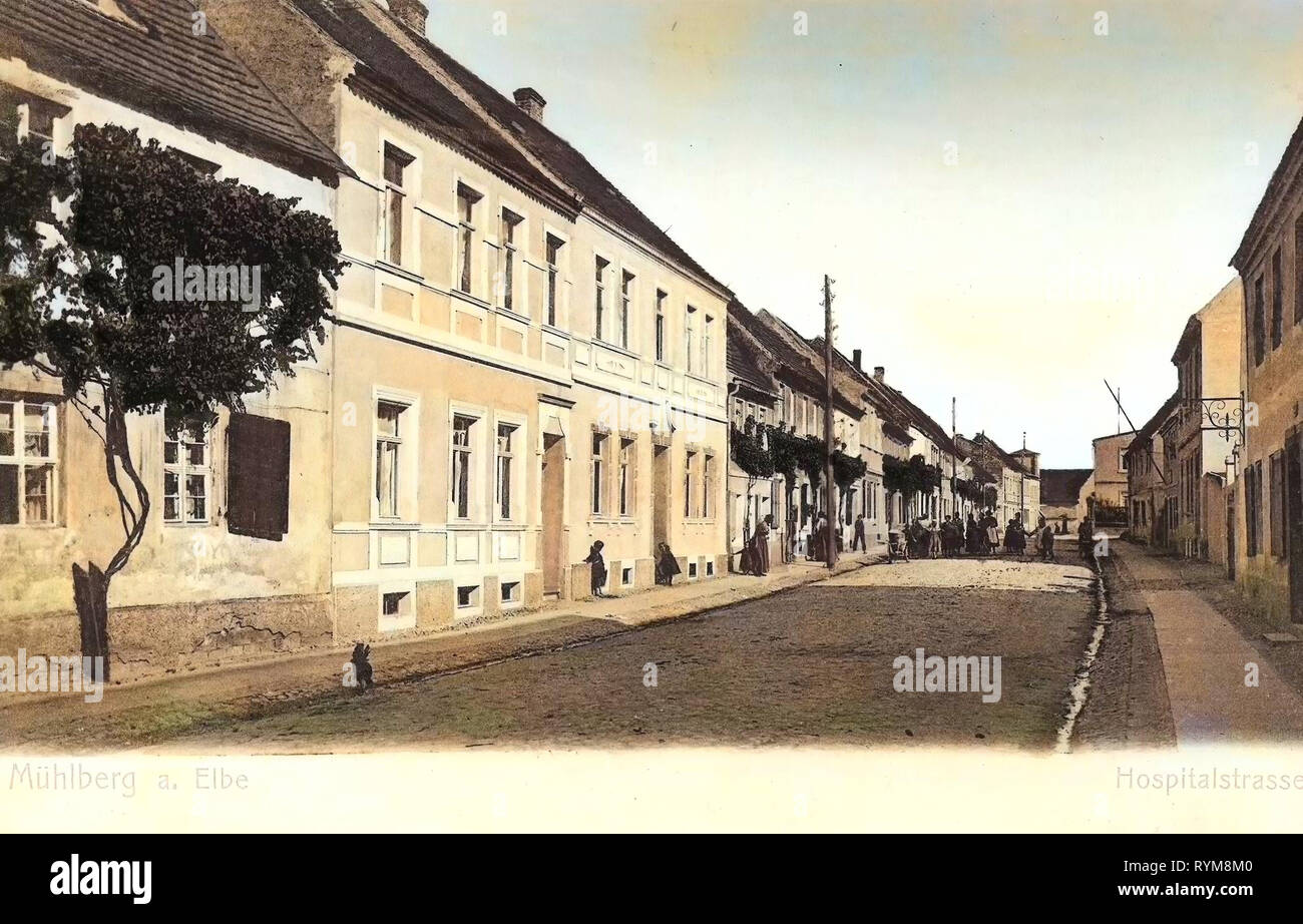 Gebäude in Mühlberg/Elbe, 1903, Brandenburg, Mühlberg, Hospitalstraße Stockfoto