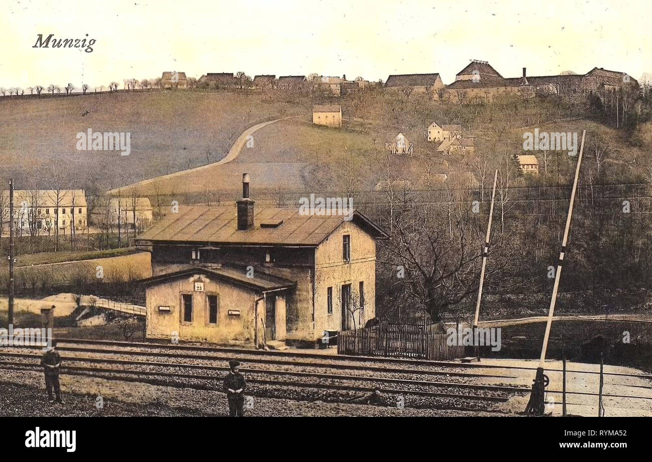 Bahnübergänge in Sachsen, Klipphausen, 1905, Landkreis Meißen, Munzig, Bahnübergang, Deutschland Stockfoto