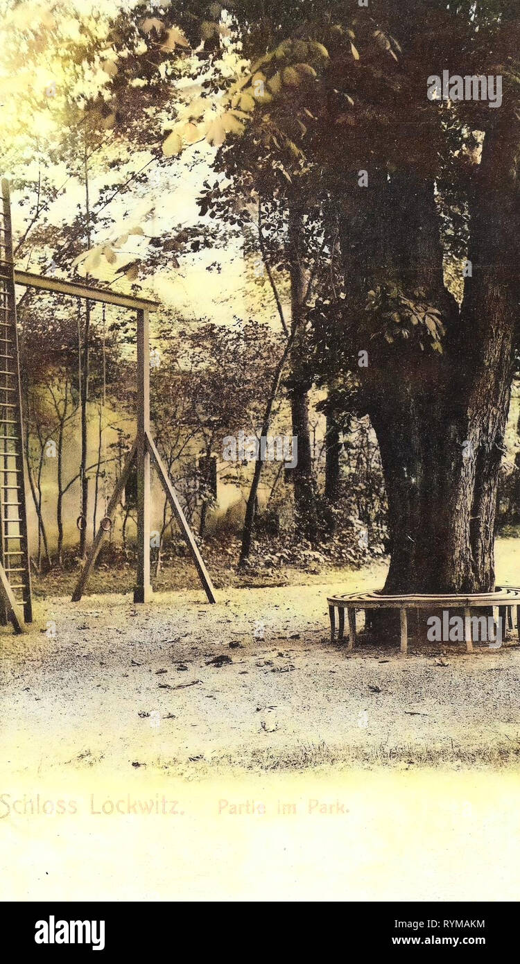Schloss Lockwitz, Spielplätze in Sachsen, 1905, Dresden Lockwitz, im Schloßpark, Deutschland Stockfoto