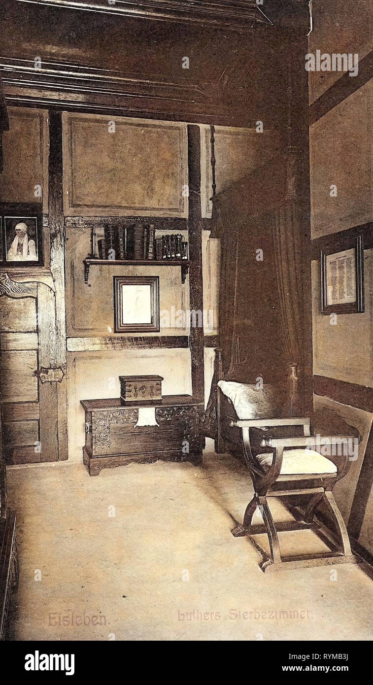Martin Luthers Sterbehaus, Zimmer in Deutschland, 1905, Sachsen-Anhalt, Lutherstadt Eisleben, Luthers Sterbezimmen Stockfoto