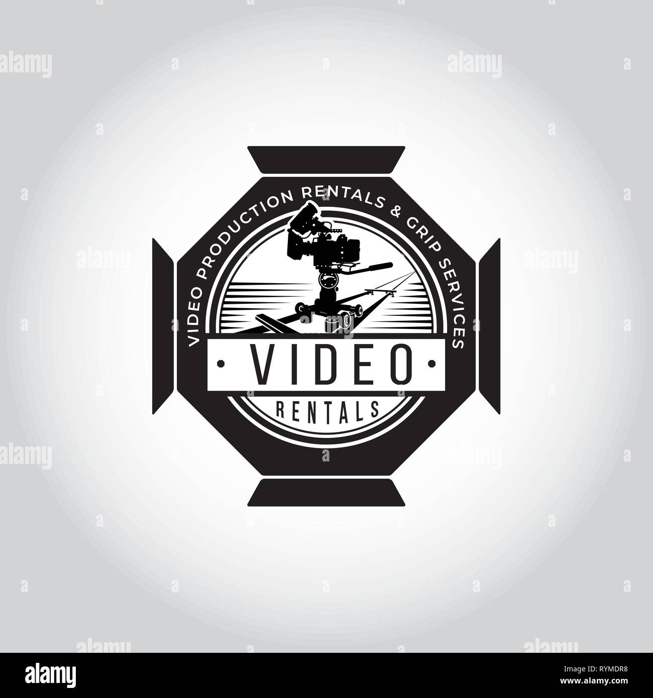 Video Logo. Video produktion Emblem. Video rund unterzeichnen. Kino logo Stock Vektor