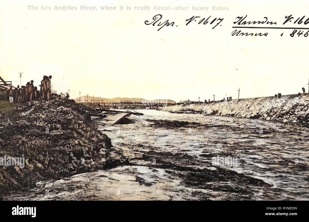 Flüsse von Kalifornien, 1906, Kalifornien, Kalifornien, Los Angeles River, wenn es ist wirklich toll, nach starken Regenfällen", Vereinigte Staaten von Amerika Stockfoto