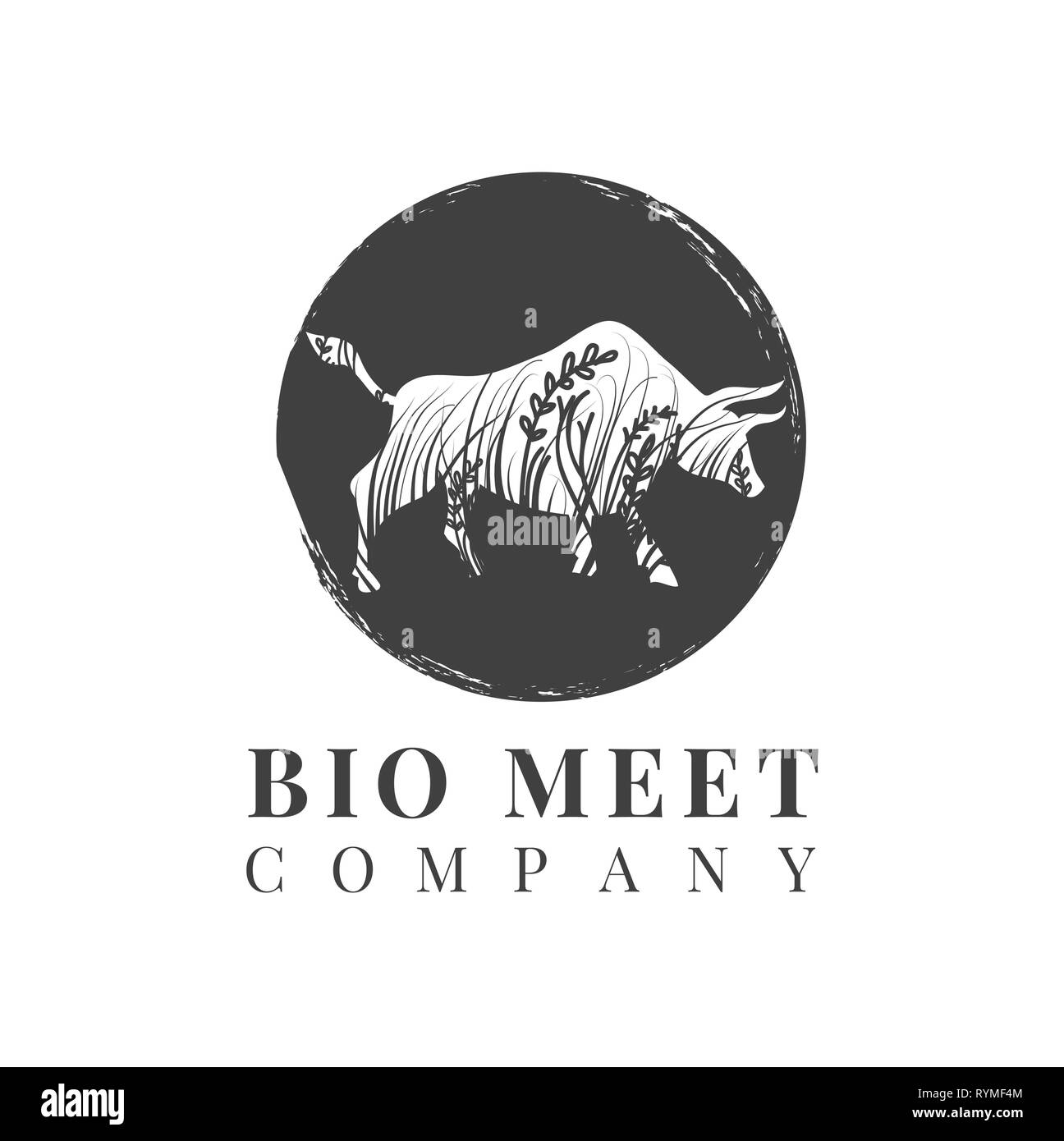 Rindfleisch vektor Logo. Buffalo Emblem Stock Vektor