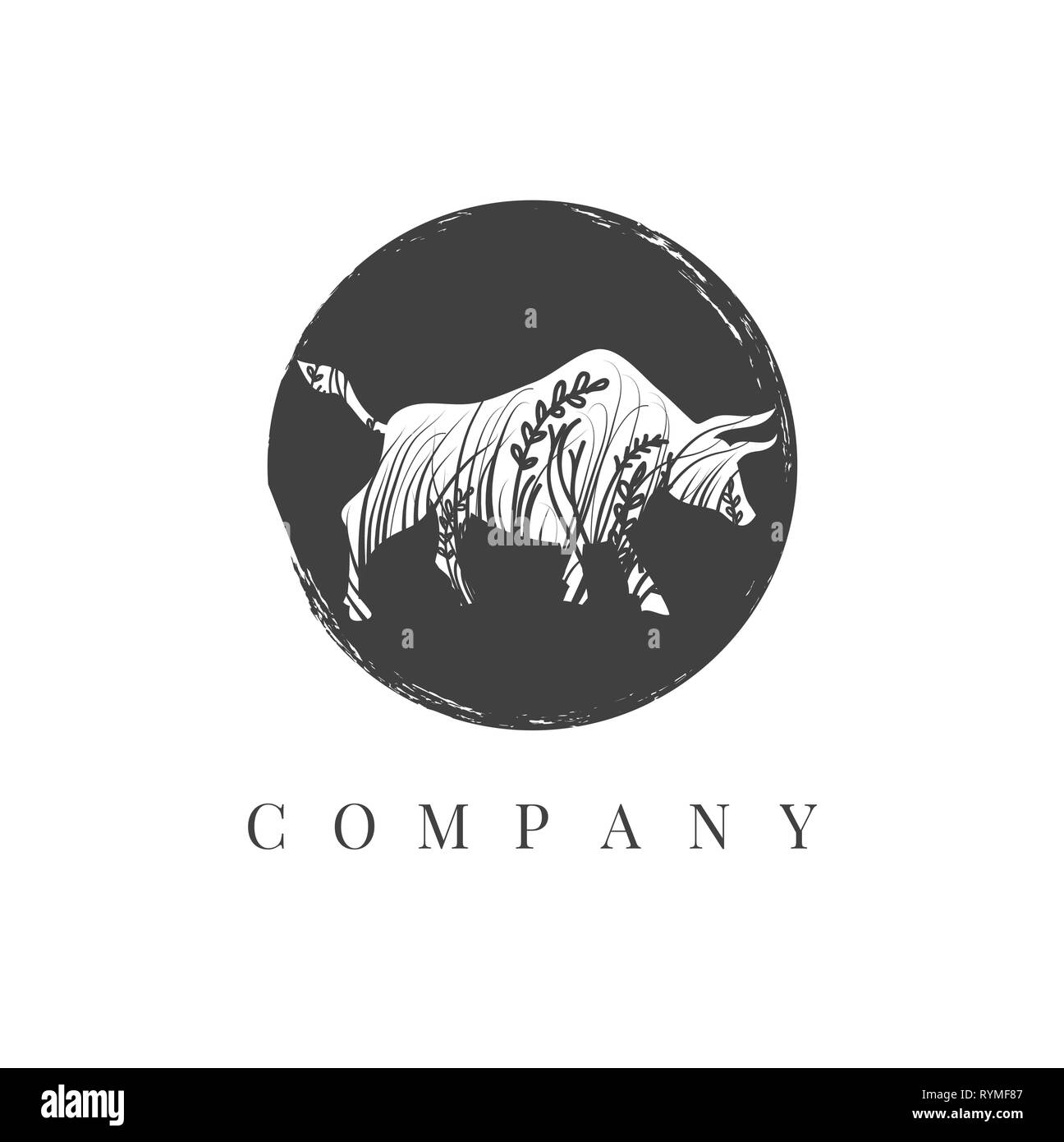 Bio Fleisch vektor Logo. Buffalo Emblem, Vector Illustration Stock Vektor