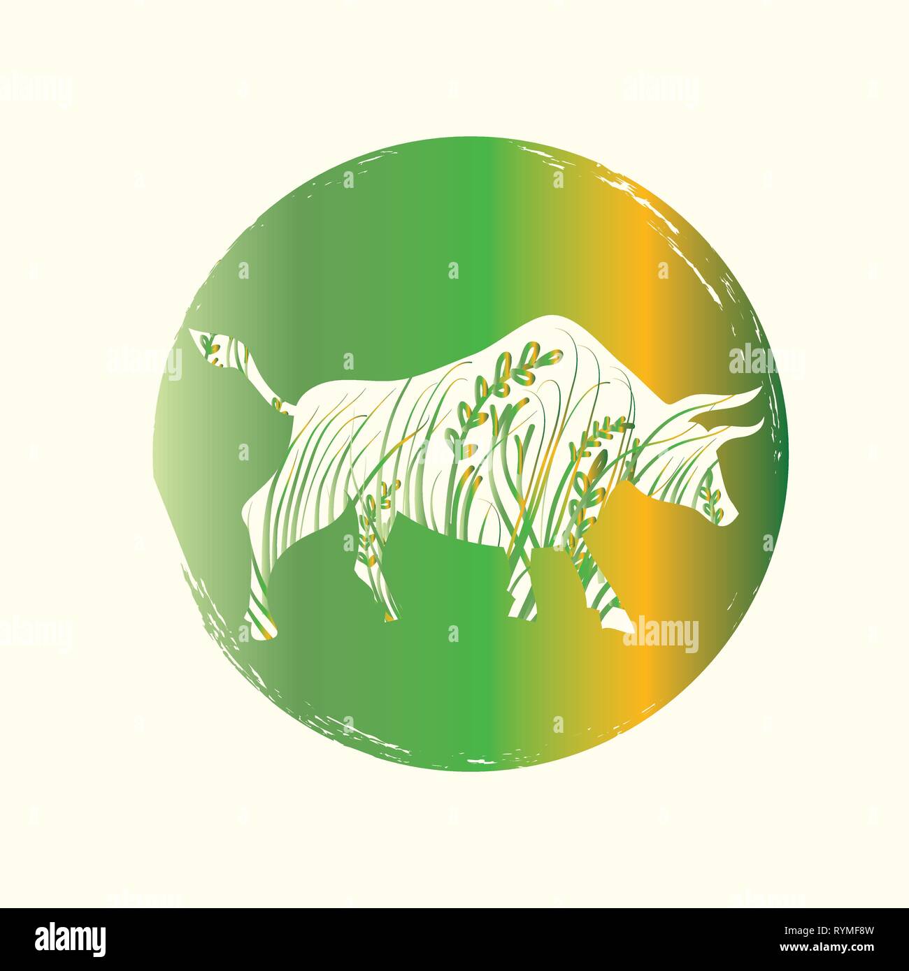 Bio Fleisch vektor Logo. Buffalo Emblem, Vector Illustration Stock Vektor
