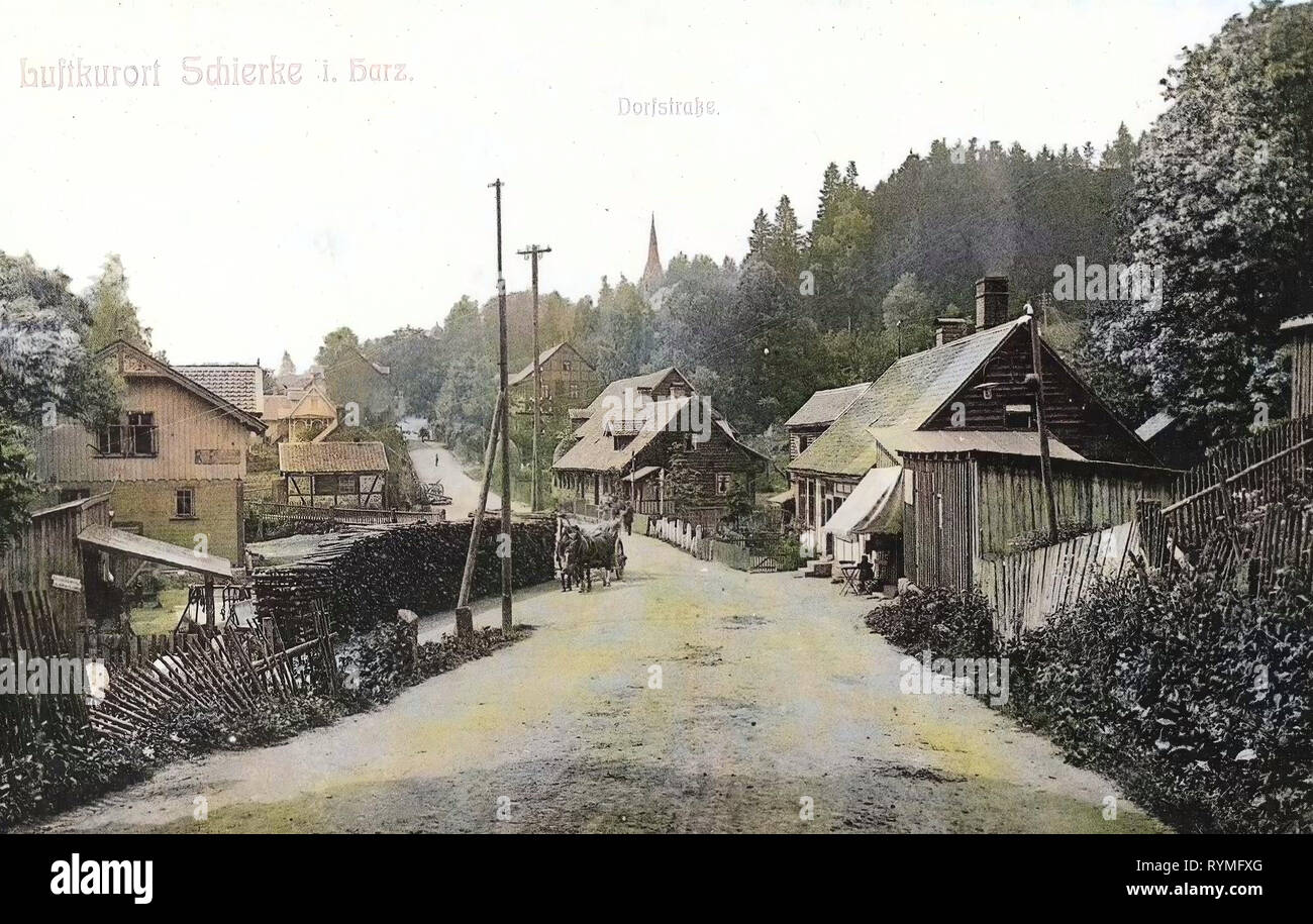 Schierke, 1907, Sachsen-Anhalt, Dorfstraße, Deutschland Stockfoto