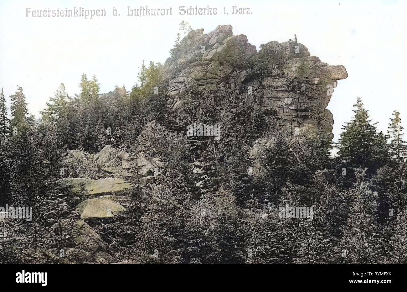 Feuersteinklippe, Sphäroguss Verwitterung, 1907, Sachsen-Anhalt, Schierke, Feuersteinklippen, Deutschland Stockfoto