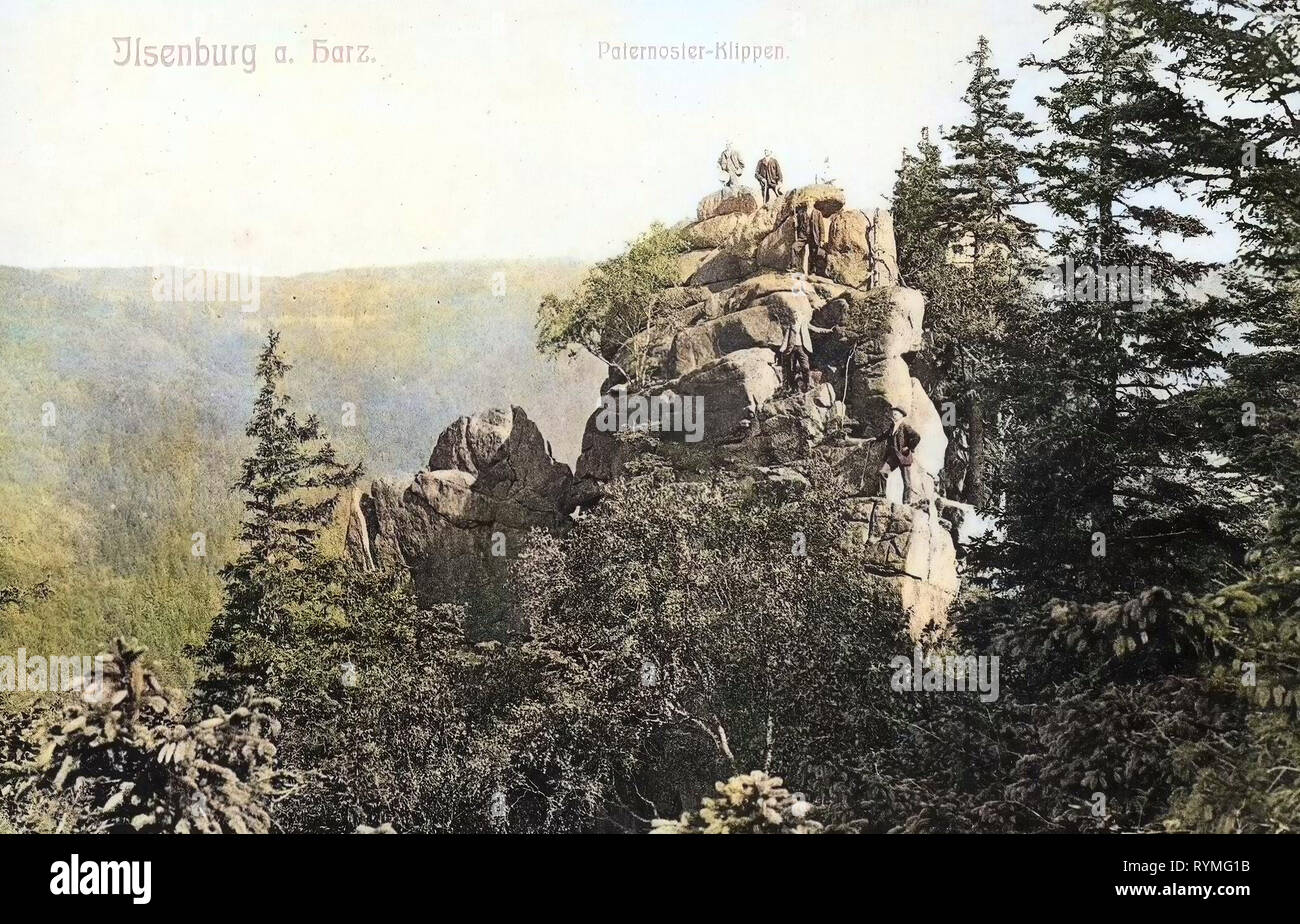 Felsen in Sachsen-Anhalt, 1907, Sachsen-Anhalt, Ilsenburg, Paternoster, Klippen, Deutschland Stockfoto