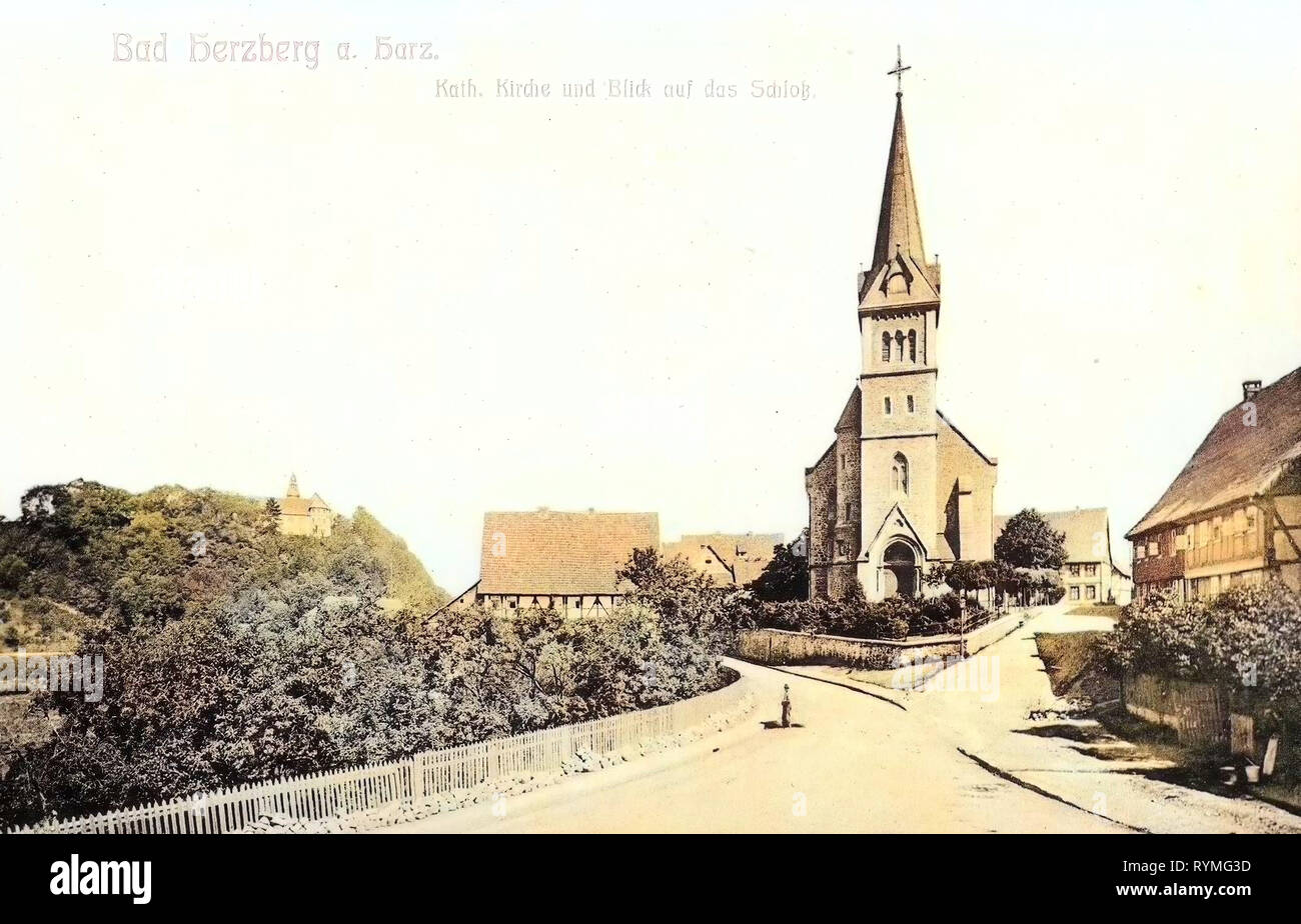 St. Josef (Herzberg am Harz), Schloss Herzberg, Gebäude in Niedersachsen 1907, Niedersachsen, schlechte Herzberg, der Katholischen Kirche, Deutschland Stockfoto