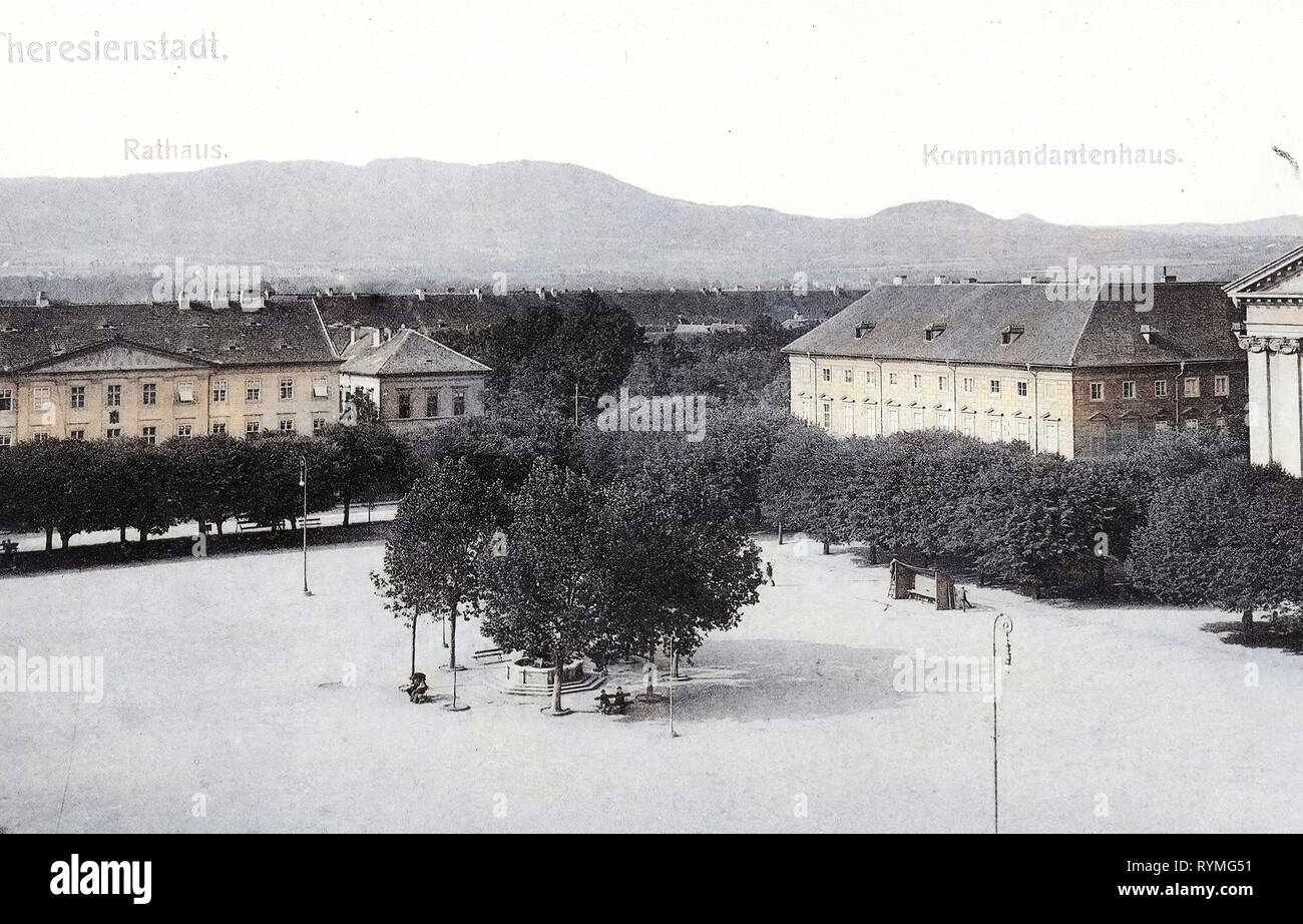 Rathaus in Terezín, militärische Einrichtungen, städtischen Plätzen, Náměstí ČSA (Terezín) 1907, Aussig, Theresienstadt, Komandantenhaus, Rathaus, Tschechische Republik Stockfoto