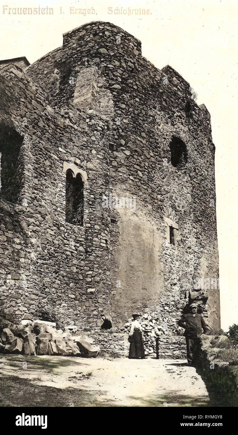 Burg Frauenstein (Erzgebirge), 1908, Landkreis Mittelsachsen, Frauenstein, Schloßruine, Deutschland Stockfoto