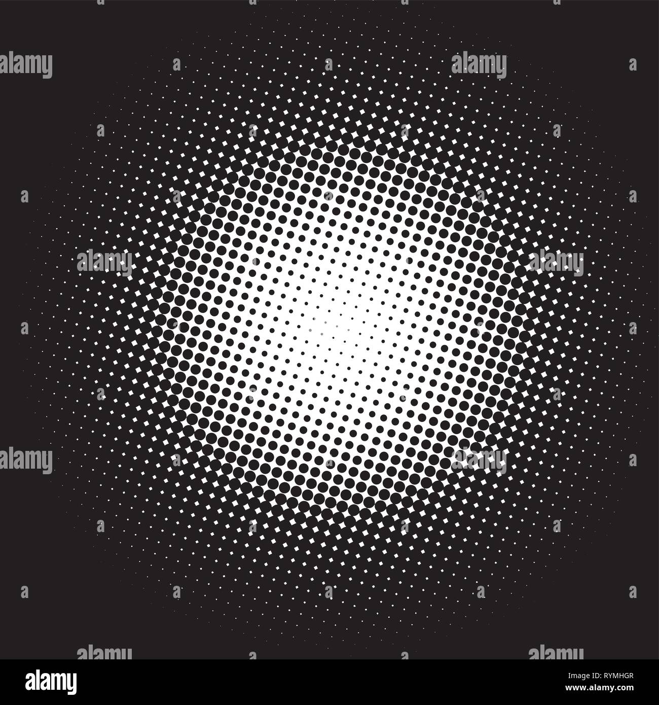 Farbe halftone Farbverlauf Kreis weiß auf schwarzem Hintergrund Stock Vektor