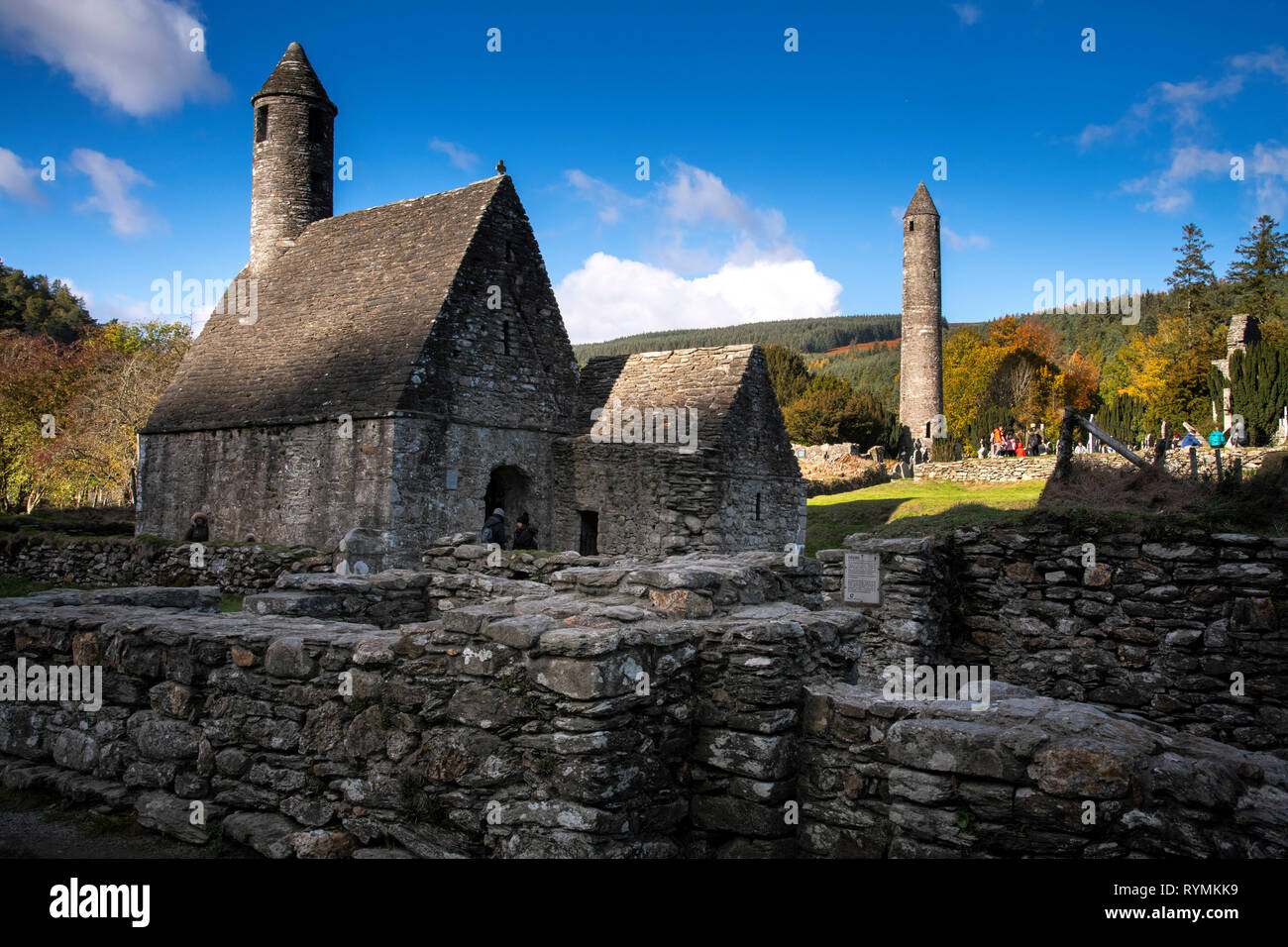 St. Kevin's Church bei Glendalough in der Grafschaft Wicklow Stockfoto