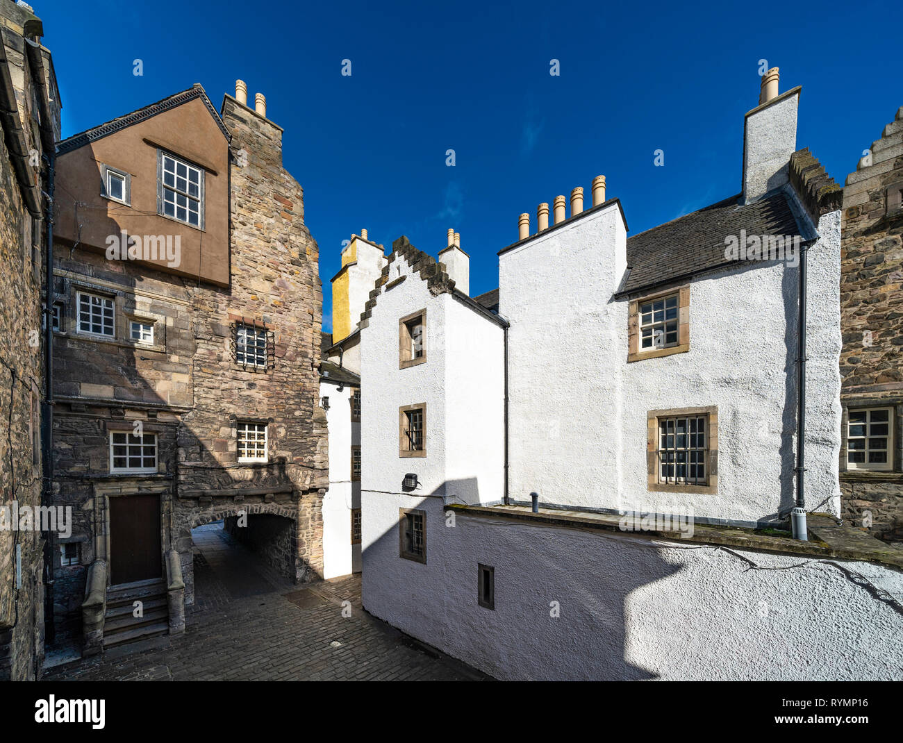 Blick auf die Backstube in der Nähe von Royal Mile in Edinburgh, Schottland, Großbritannien. Lage von outlander als fiktive Carfax schließen. Schottland, Großbritannien Stockfoto