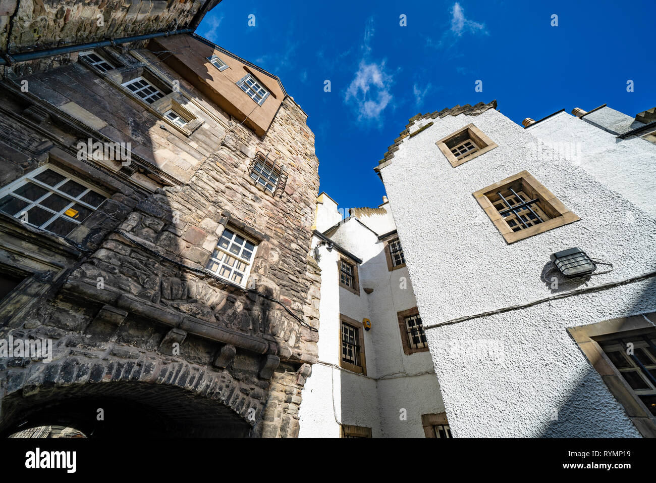 Blick auf die Backstube in der Nähe von Royal Mile in Edinburgh, Schottland, Großbritannien. Lage von outlander als fiktive Carfax schließen. Schottland, Großbritannien Stockfoto