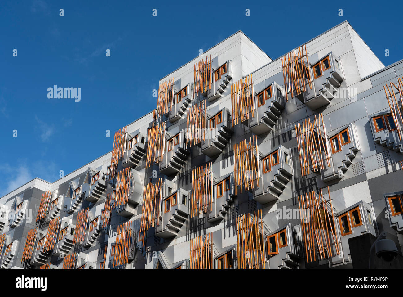 Außenansicht des Schottischen Parlamentsgebäude in Holyrood in Edinburgh, Schottland, Großbritannien Stockfoto