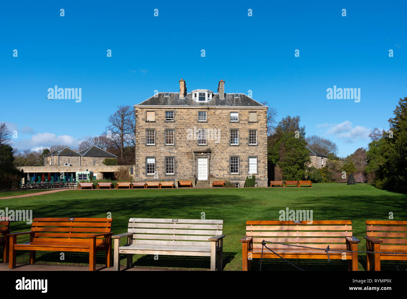 Außenansicht von inverleith House Royal Botanic Garden Edinburgh, Schottland, Großbritannien Stockfoto