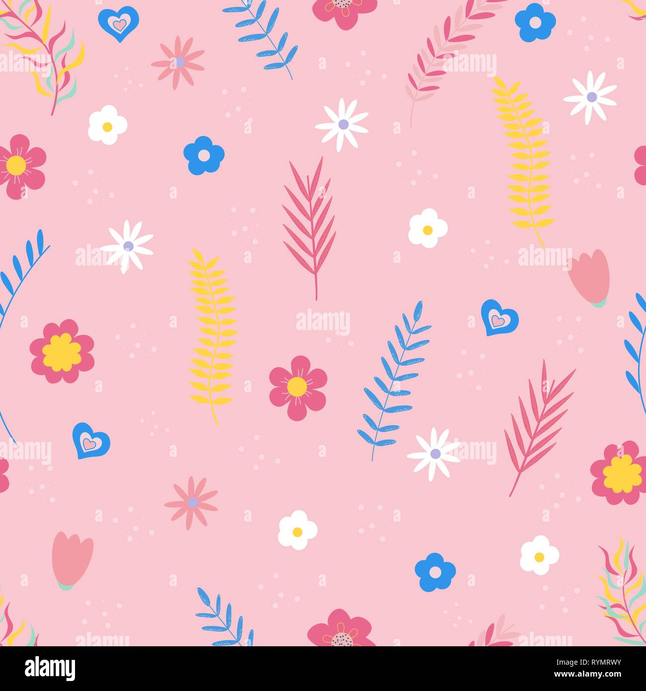 Sommer Blumen nahtlose Muster. Blumen und Zweige in Pastellfarben. Vector Illustration. Stock Vektor