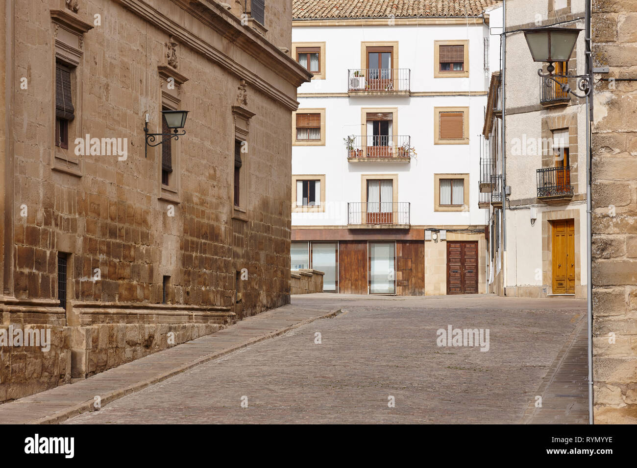 Traditionellen antiken Gebäuden und Stone Street in Ubeda, Jaen. Spanien Stockfoto