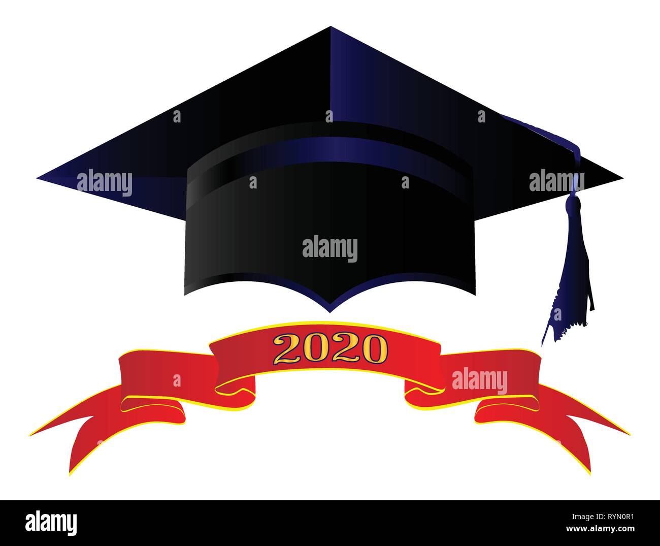 Eine Universität Kappe mit Banner Übersicht 2020 Stock Vektor