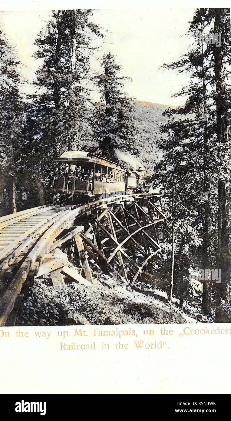 Mount Tamalpais und Muir Woods Eisenbahn, Wälder in Kalifornien, 1904, Kalifornien, Mill Valley, Auf dem Weg zum Mt. Tamalpais, auf der Krummste Railroad", Vereinigte Staaten von Amerika Stockfoto