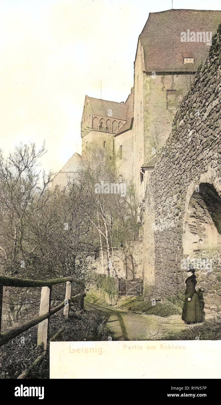Burg Mildenstein, 1904, Landkreis Mittelsachsen, Leisnig, am Schloß, Deutschland Stockfoto
