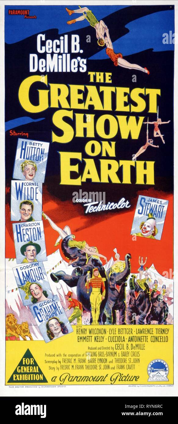 FILM POSTER, die größte Show auf Erden, 1952 Stockfoto