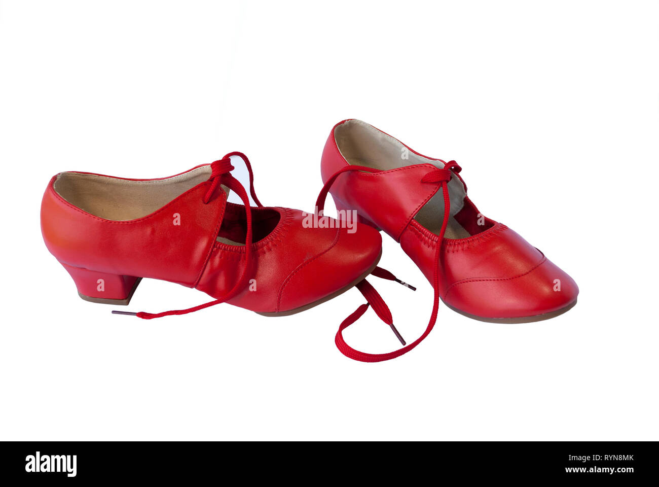 Rot Leder Paar Schuhe für Tänzerin. Traditionelle retro style Schuhe  Stockfotografie - Alamy