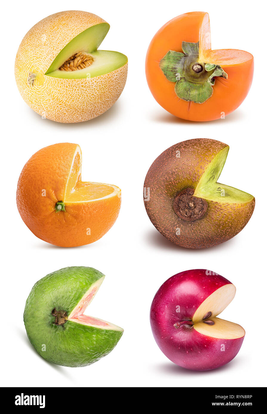 Sammlung der beißenden Obst und Gemüse auf weißem Hintergrund Stockfoto