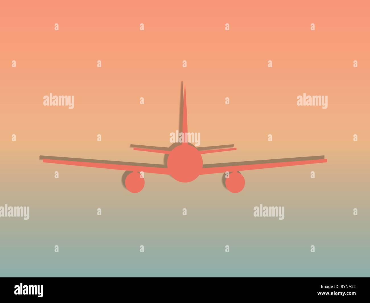 Flugzeug im Sonnenuntergang Vektor, minimalistisch, mit der Tiefe Stock Vektor