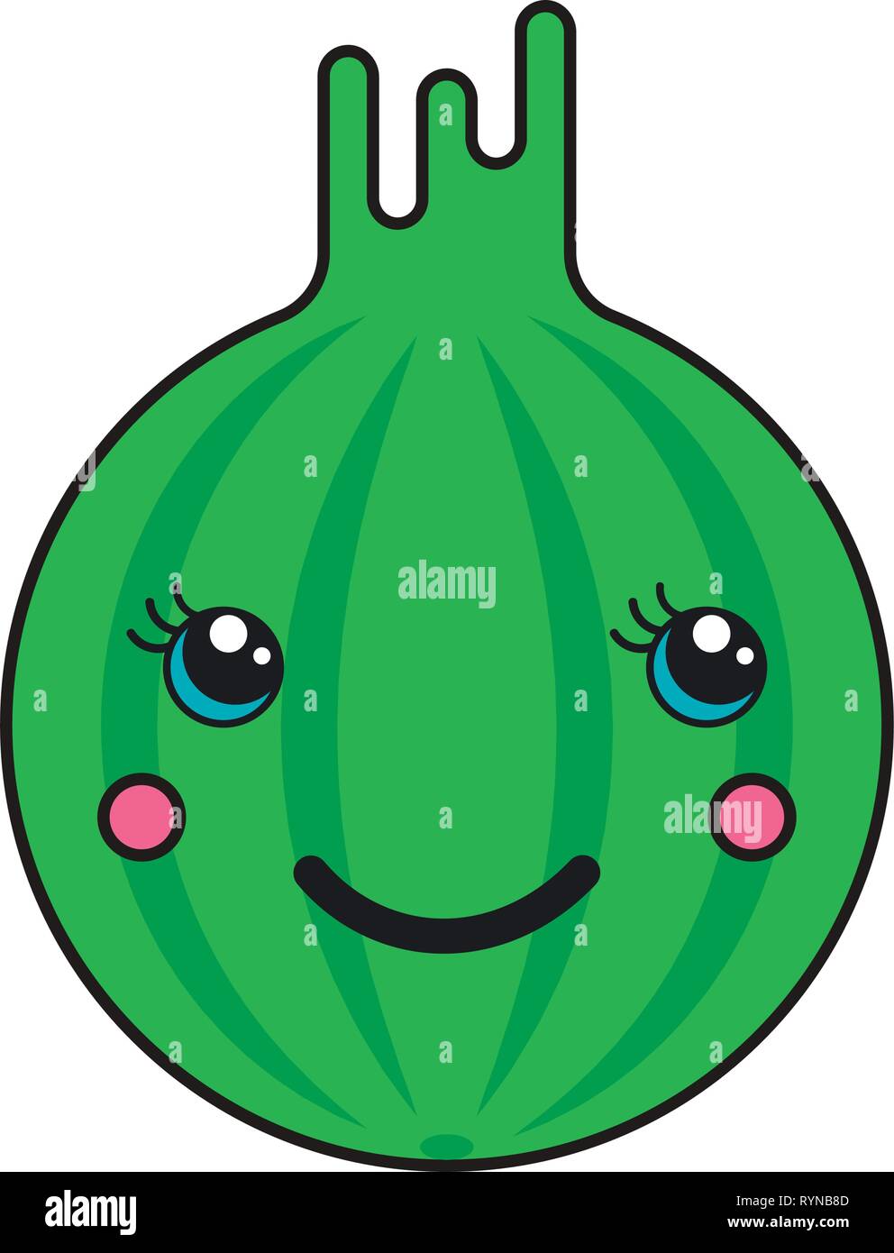 Trendy kreative kawaii Stil Vector Illustration einer vorteilhaften Stachelbeere. Stock Vektor