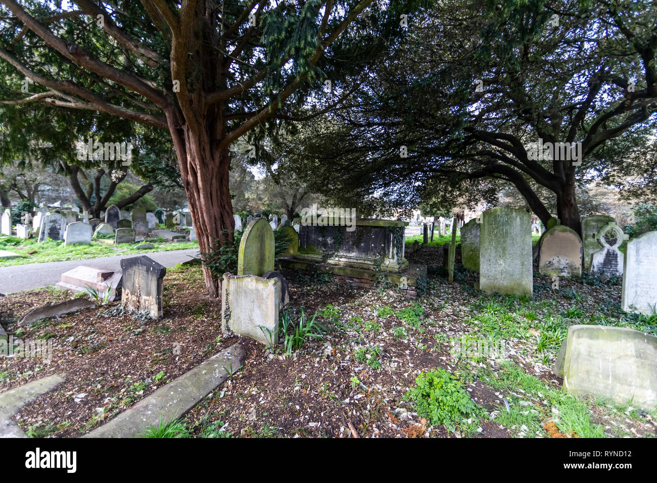 Brompton Friedhof. Im Jahre 1840 als kommerzielle Friedhof eröffnet wurde, gibt es nur sehr wenige Arme hier begraben. London. Großbritannien Stockfoto
