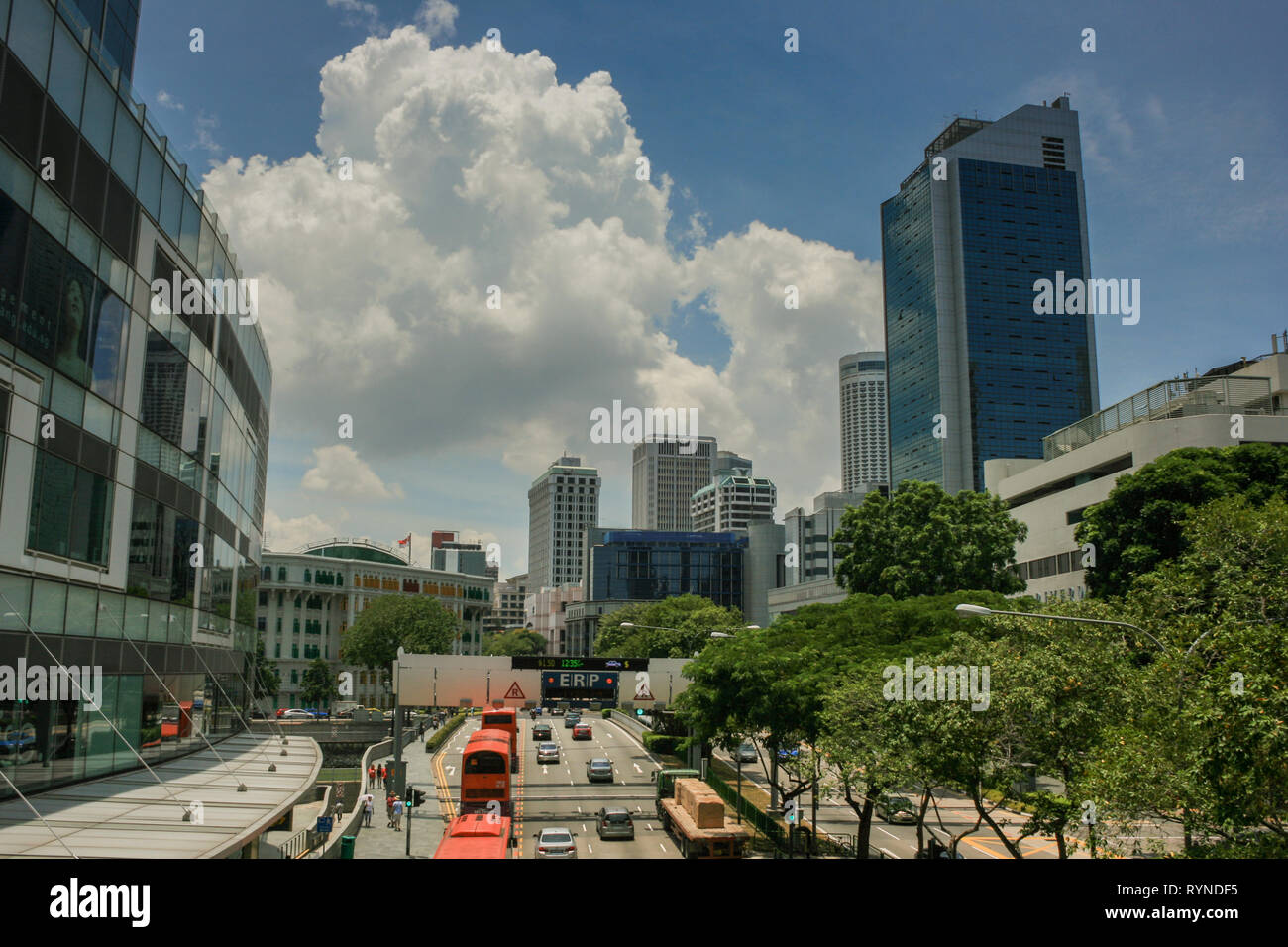 Blick vom Clarke Quay Zentrale in Richtung Old Hill Street Polizeistation, Singapur Stockfoto