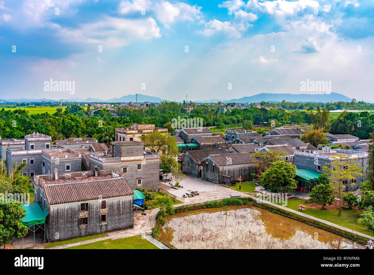GUANGZHOU, China - 25. Oktober: Blick auf Zili altes Dorf in der Nähe der berühmten diaolou Gebäude, ein beliebtes Reiseziel am 25. Oktober 2018 in Gua Stockfoto