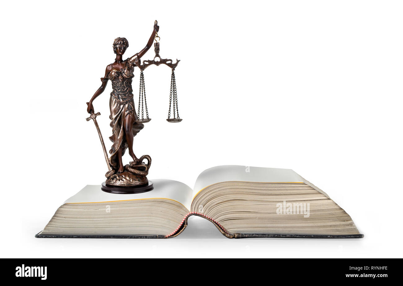 Ein Bild von einem Themis statue stehend über whitek Hintergrund Stockfoto