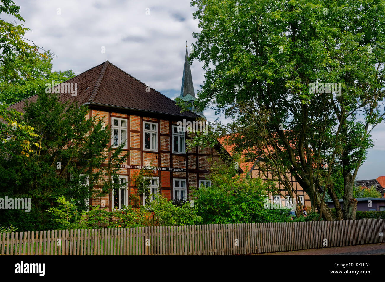 Hermannsburg: Alte Pfarrgemeindezeit, lüneburgische Heide, Naturpark Südheide, Landkreis Kelle, Niedersachsen, Deutschland Stockfoto