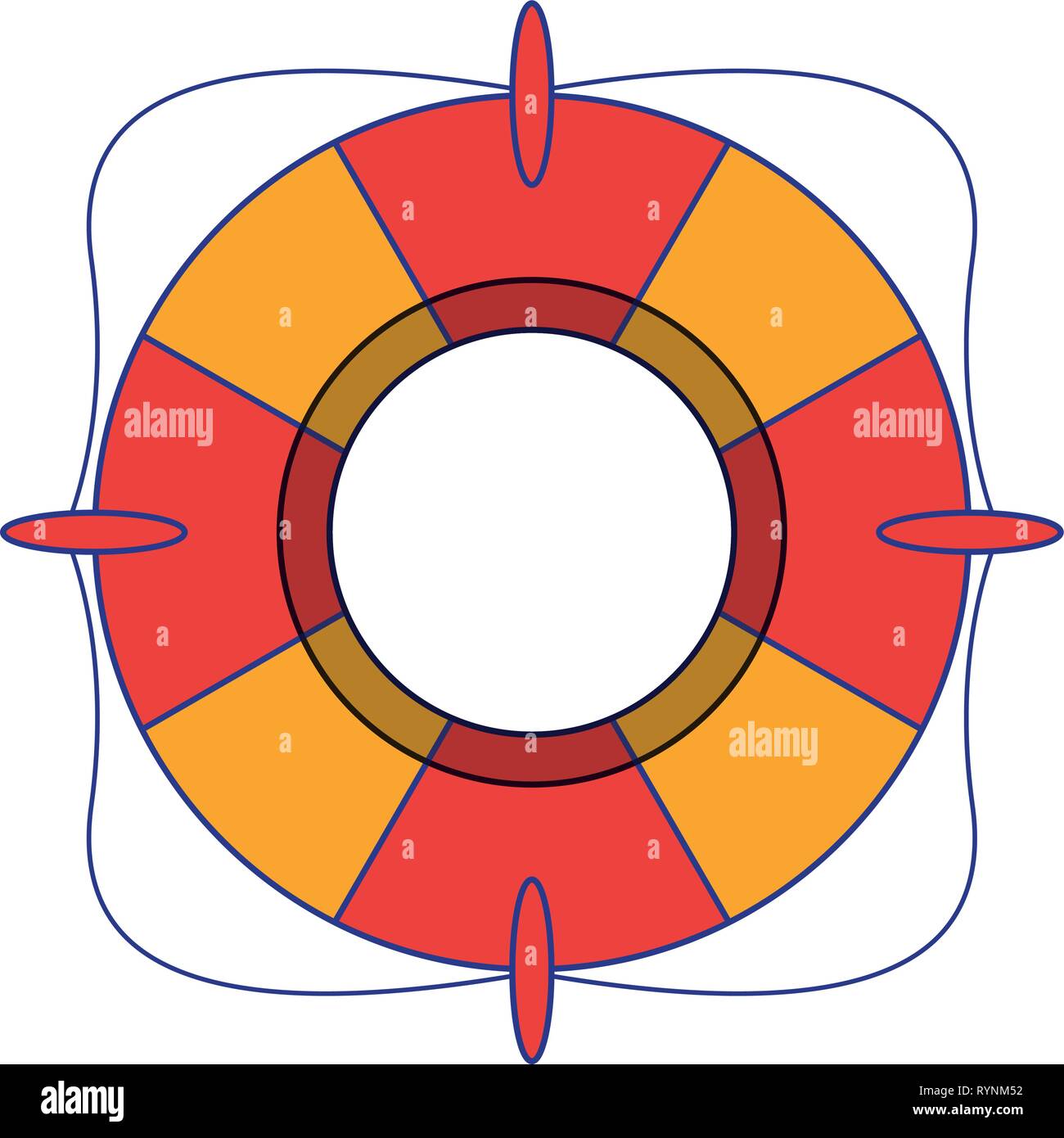 Lifesaver Float-Symbol isolierte blaue Linien Stock Vektor