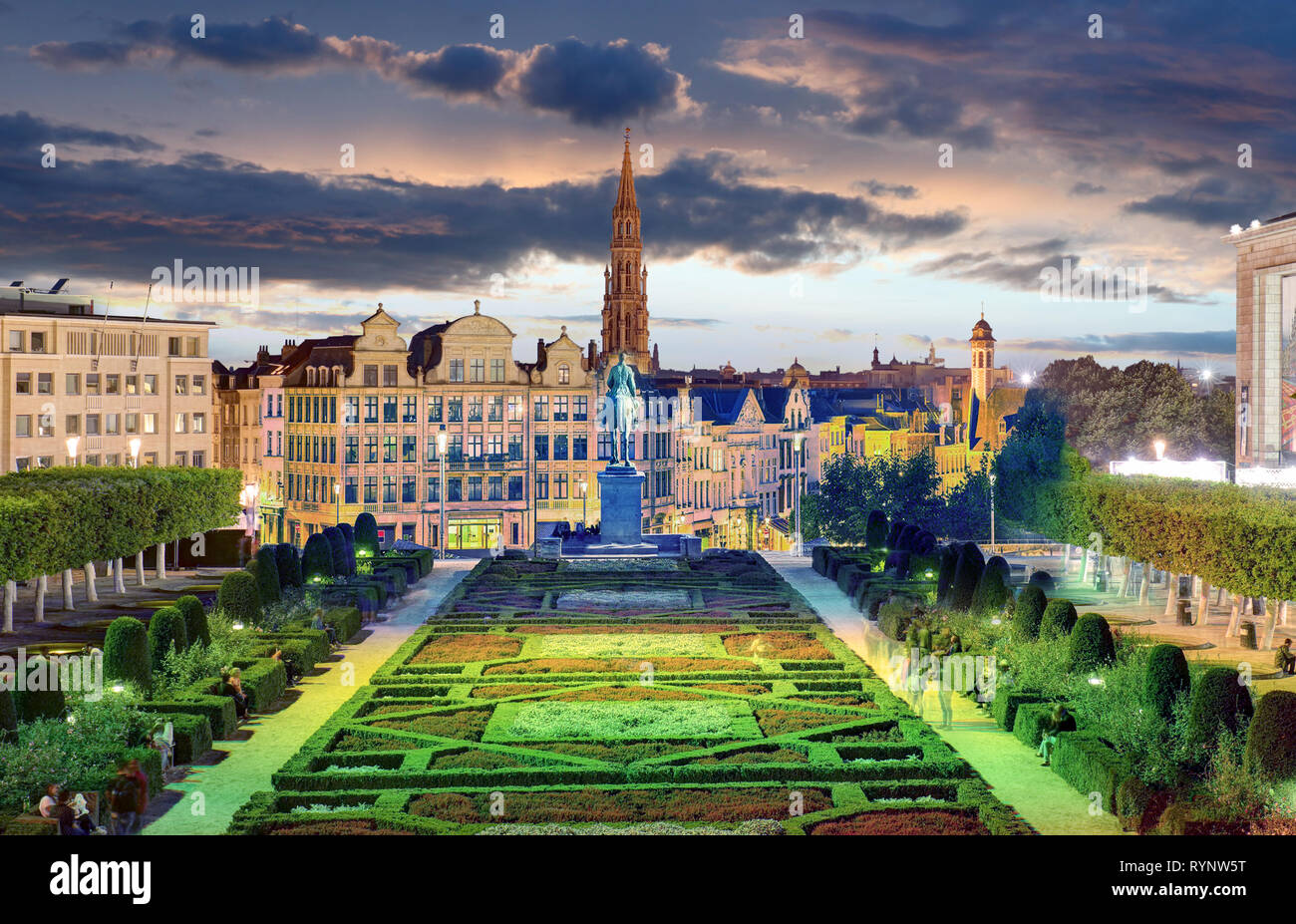 Brüssel in der Nacht, Belgien Stockfoto