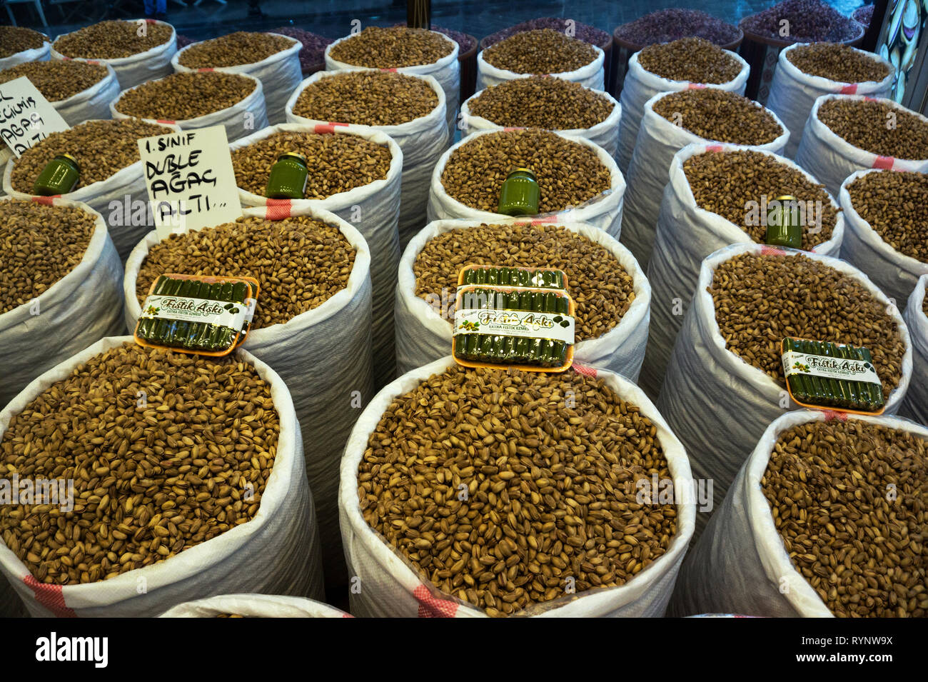 Pistazien ist am berühmtesten landwirtschaftliche Produkt von Gaziantep und verkauft rund um die Stadt, in der Türkei. Stockfoto