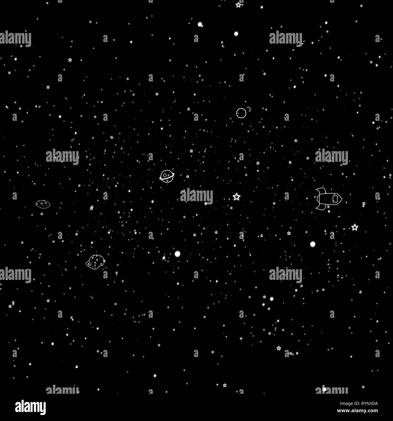 Platz Doodle Kometen und Planeten. Raum Abbildung, fliegen durch Sterne und Weltraum Objekte wie Planeten und Kometen bis zu 7680 x 4320 Auflösung. Stockfoto