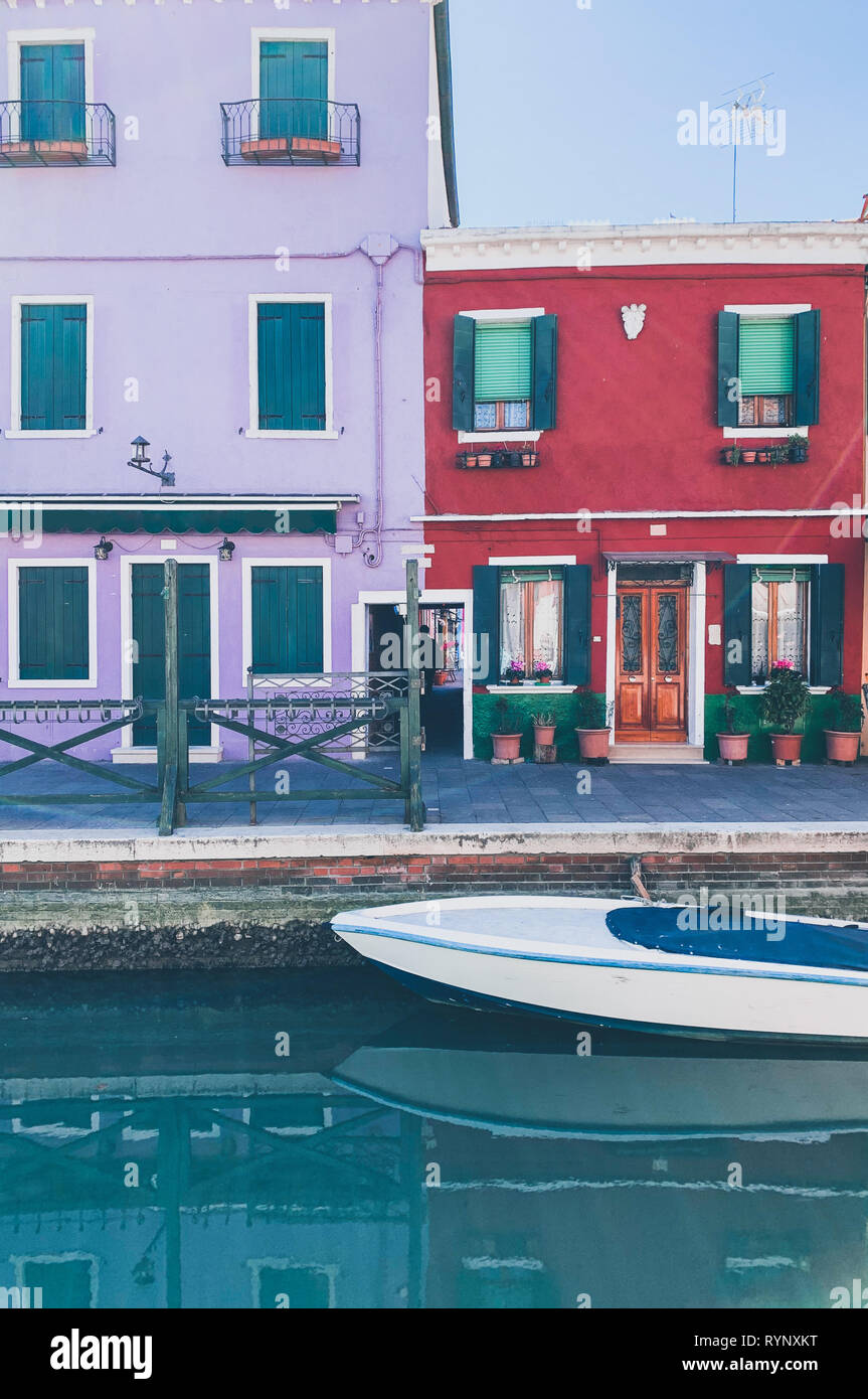 Bunte Häuser in Burano, Venedig, Italien Stockfoto
