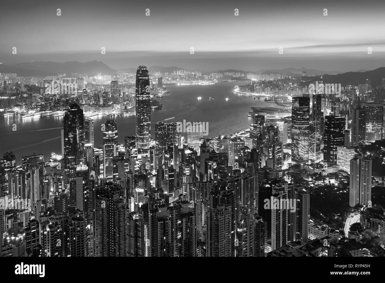 Tolle Aussicht auf Hong Kong City vom Victoria Peak, China Stockfoto