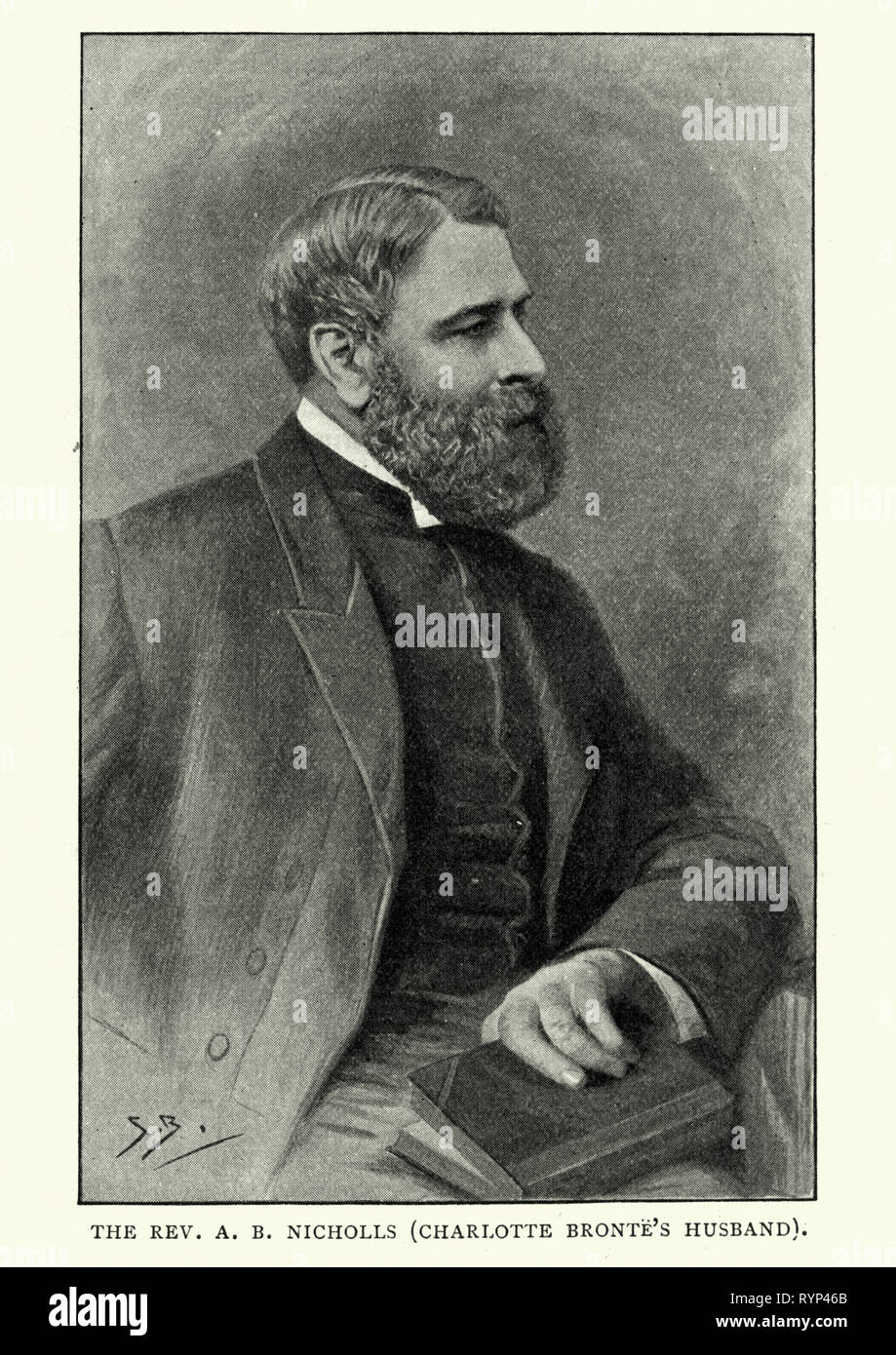 Vintage Gravur von Arthur Bell Nicholls, Charlotte Bronte Ehemann. Zwischen 1845 und 1861 Nicholls war einer von Patrick Bronte kuratiert und war an seinen ältesten überlebenden Kind verheiratet, Charlotte, für die letzten neun Monate ihres Lebens. Stockfoto