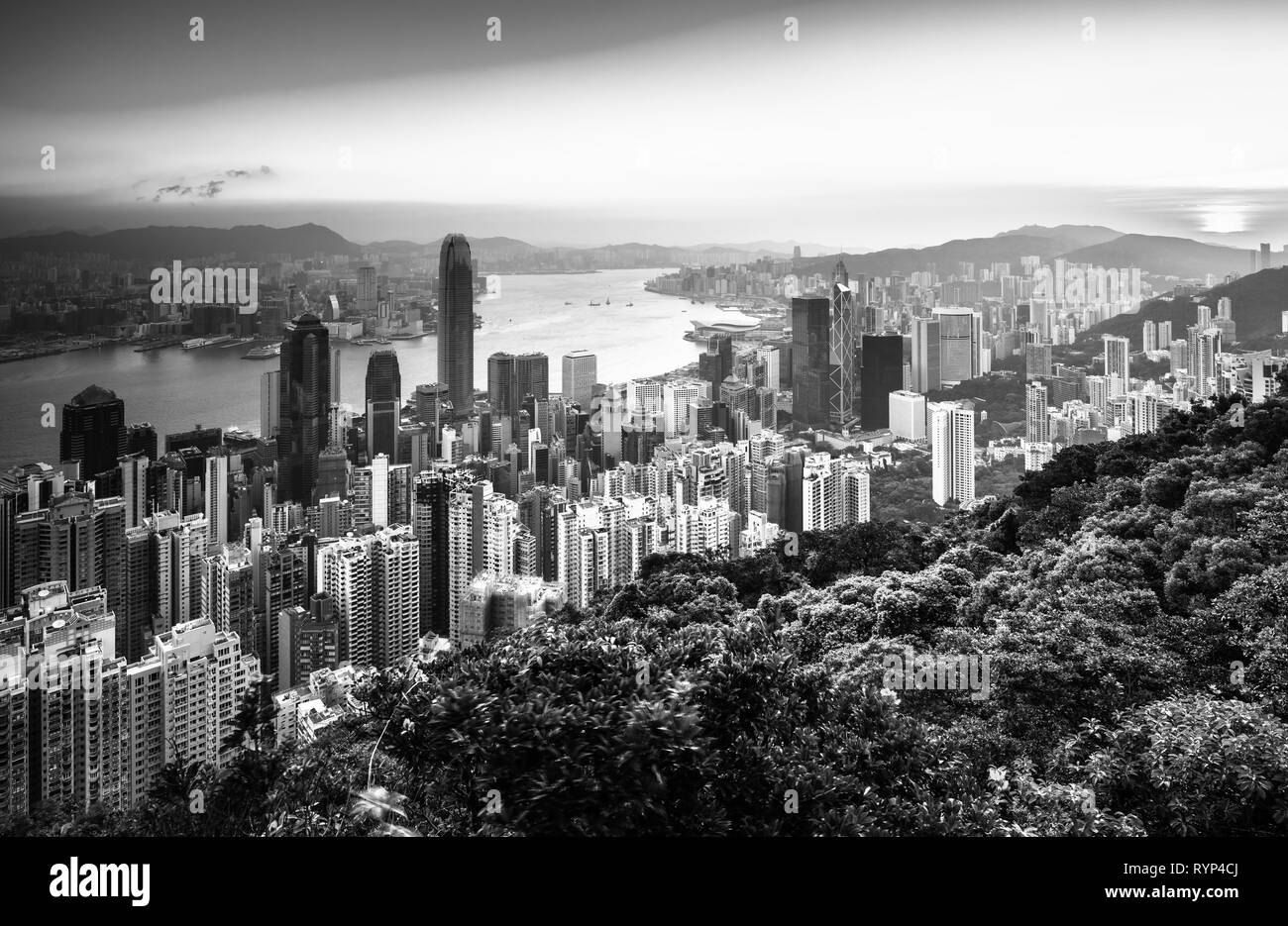 Tolle Aussicht auf Hong Kong City vom Victoria Peak, China Stockfoto